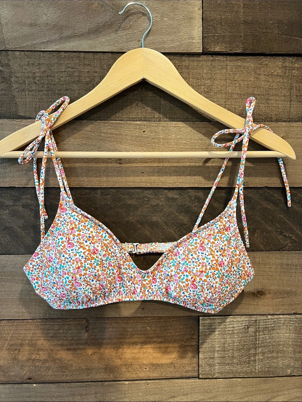 J. Crew Women's Tie-Shoulder French Bikini Top in Liberty Eloise Floral Size S
